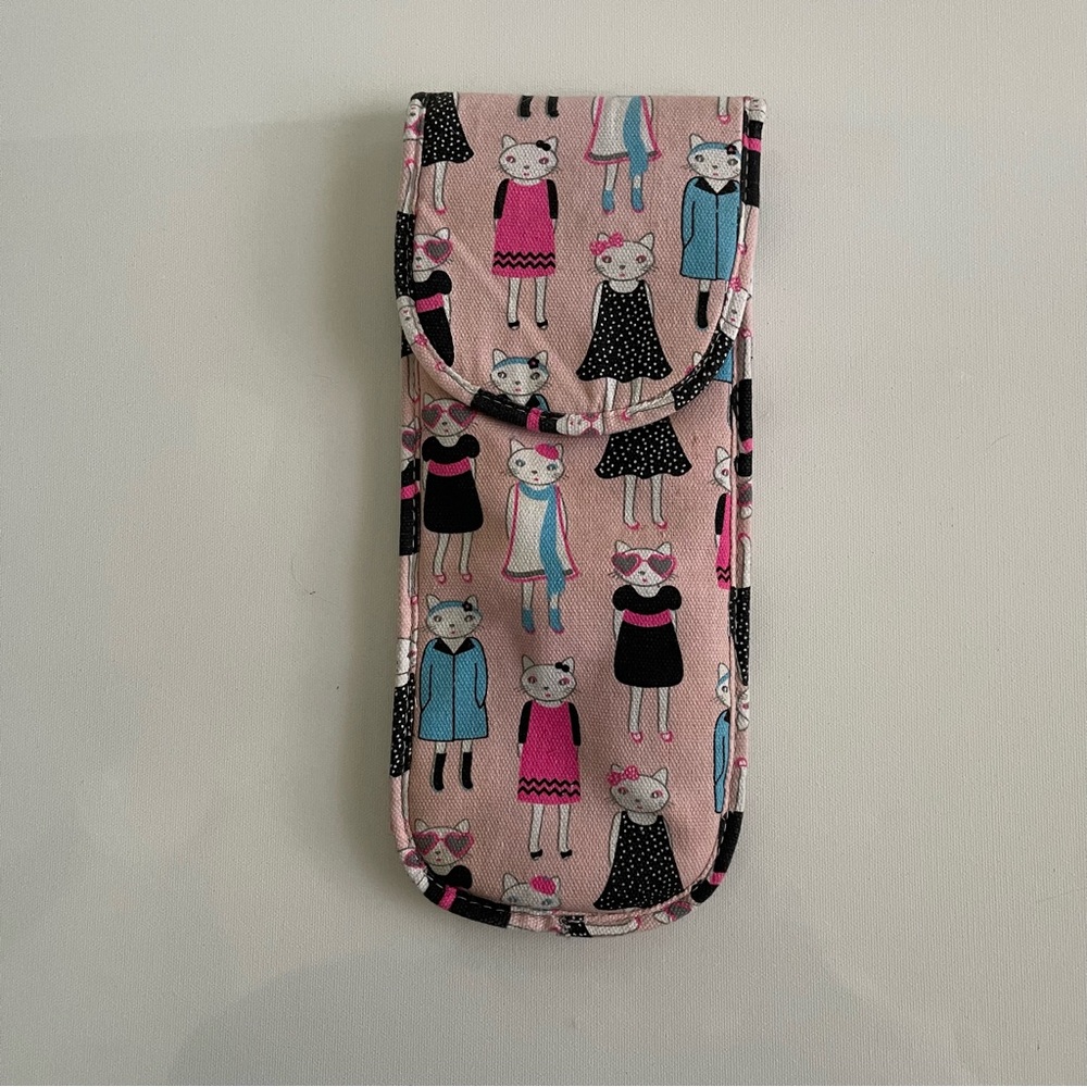 Flat Iron Storage Pouch by AMICI Curling Iron Pink Cat Print Hair Tool Travel